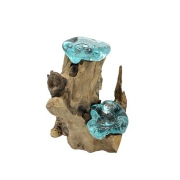 Roztavené Sklo na Dreve - Svietnik