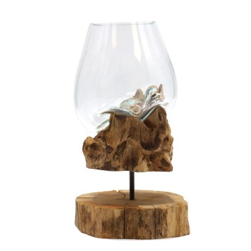 Roztavené Sklo na Dreve - Svietnik