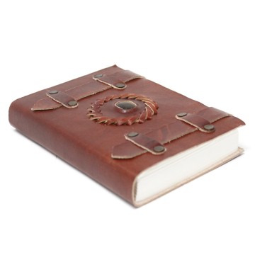 Kožený Zápisník - Tigrie Oko s Remeňmi 15x10cm (linajkové strany)