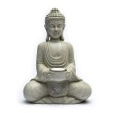 Meditačný Budha so svietnikom sivý