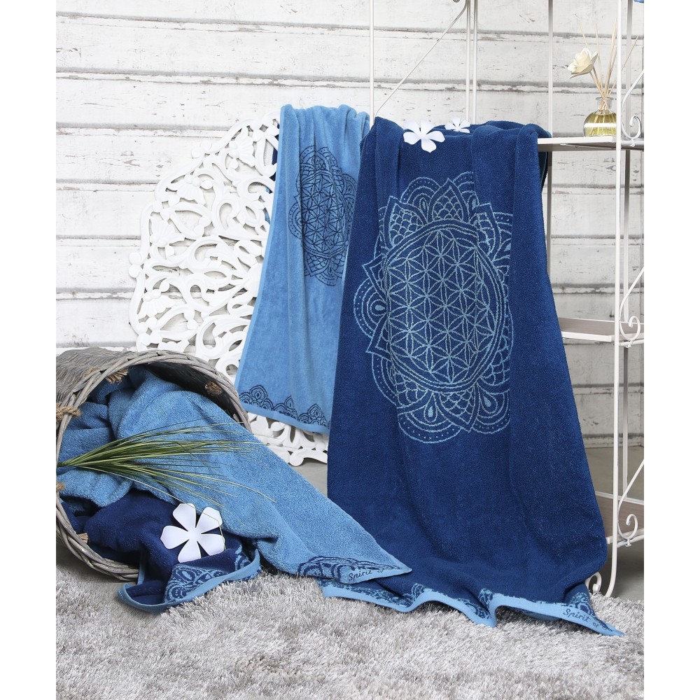 Uterák z organickej bavlny oceánska modrá 48x109cm