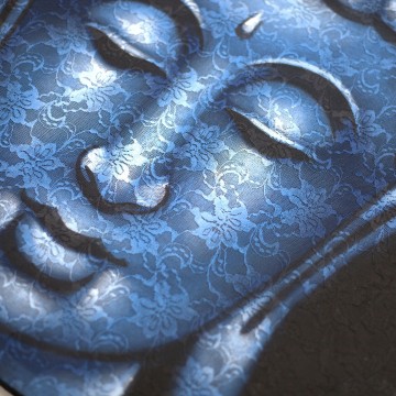 Obraz Budhu - Detail Modrého Brokátu 80x60x3cm