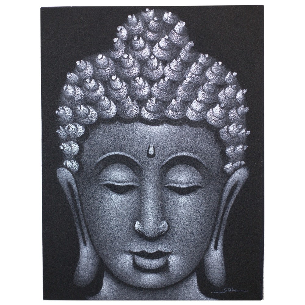 Obraz Budhu - Pieskovaný Šedý 80x60x3cm