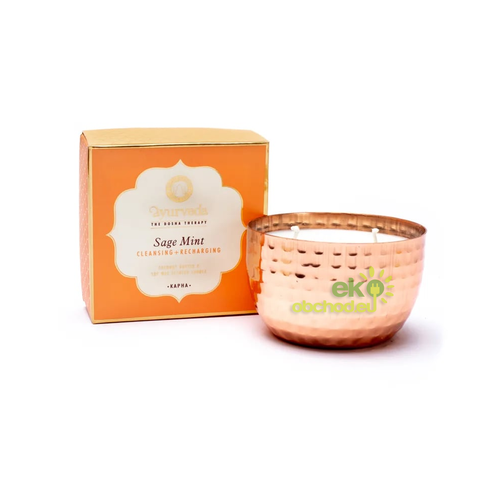 Vonná sviečka s dvoma knôtmi, Kapha - šalvia & mäta