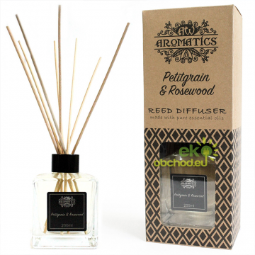 Vonný tyčinkový difúzer z čistých esenciálnych olejov  - Petitgrain a Ružové drevo