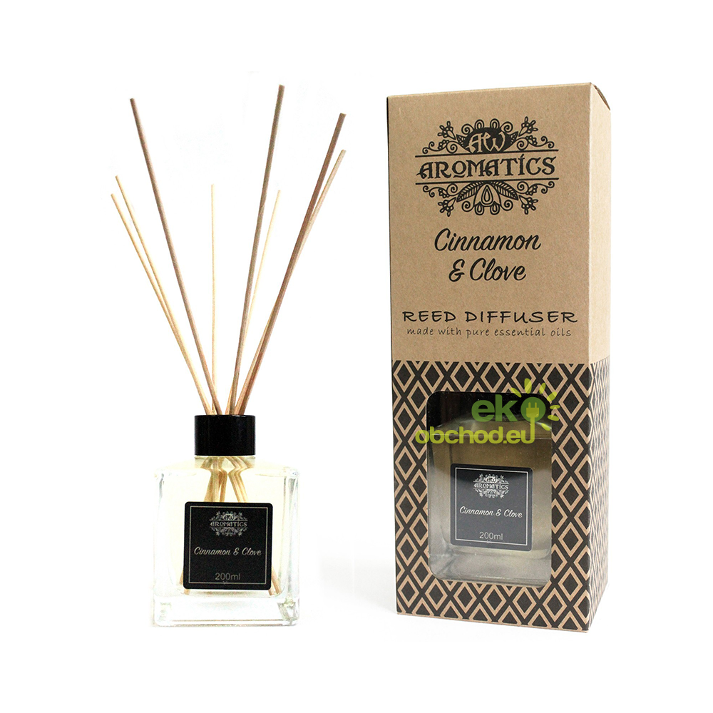 Vonný tyčinkový difúzer z čistých esenciálnych olejov - Škorica a Klinček