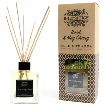 Vonný tyčinkový difúzer z čistých esenciálnych olejov - Bazalka a Litsea Cubeba