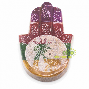 Mastencový stojan na Vonné Tyčinky, Hamsa - 9 x 6 cm - Slon a Palma