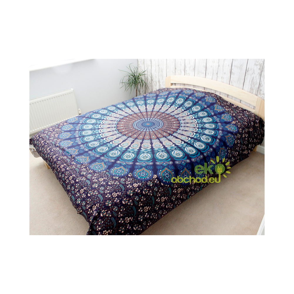 Dvojlôžková bavlnená prikrývka na posteľ - Mandala