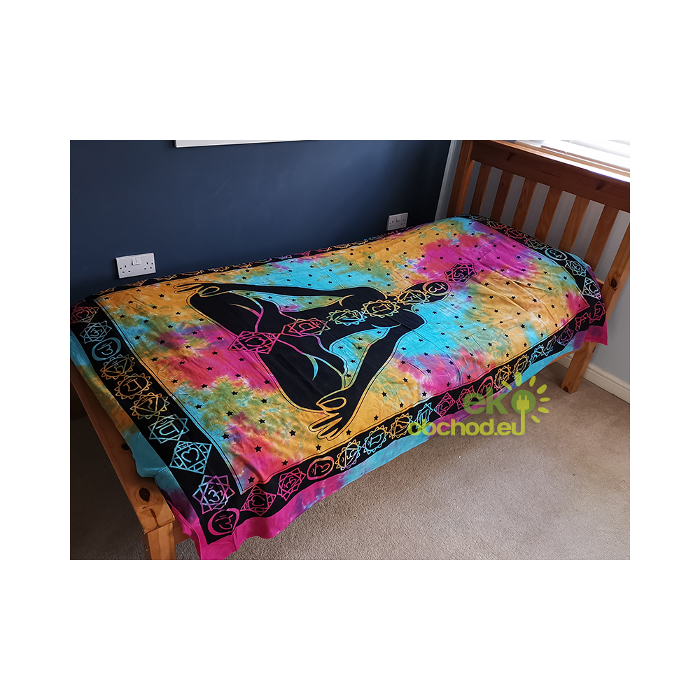 Jednolôžková bavlnená prikrývka na posteľ - Čakra Buddhu