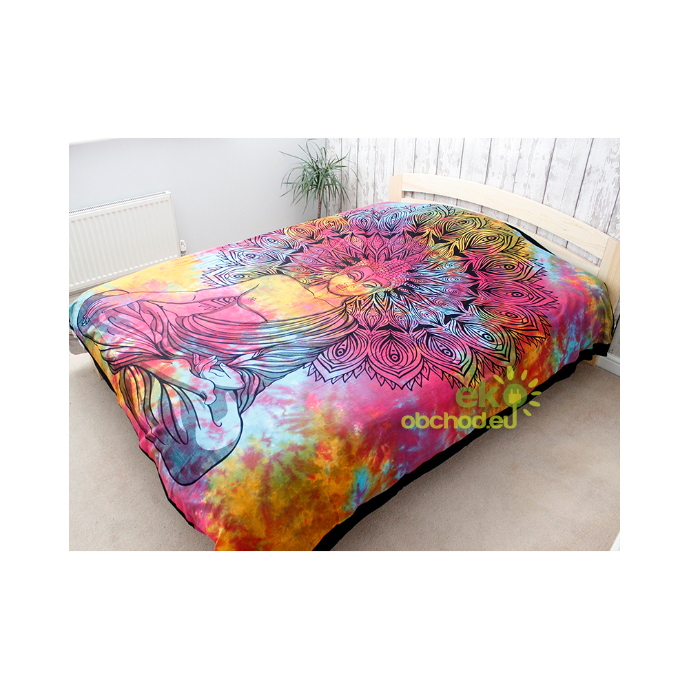 Dvojlôžková bavlnená prikrývka na posteľ - Pokojný Buddha