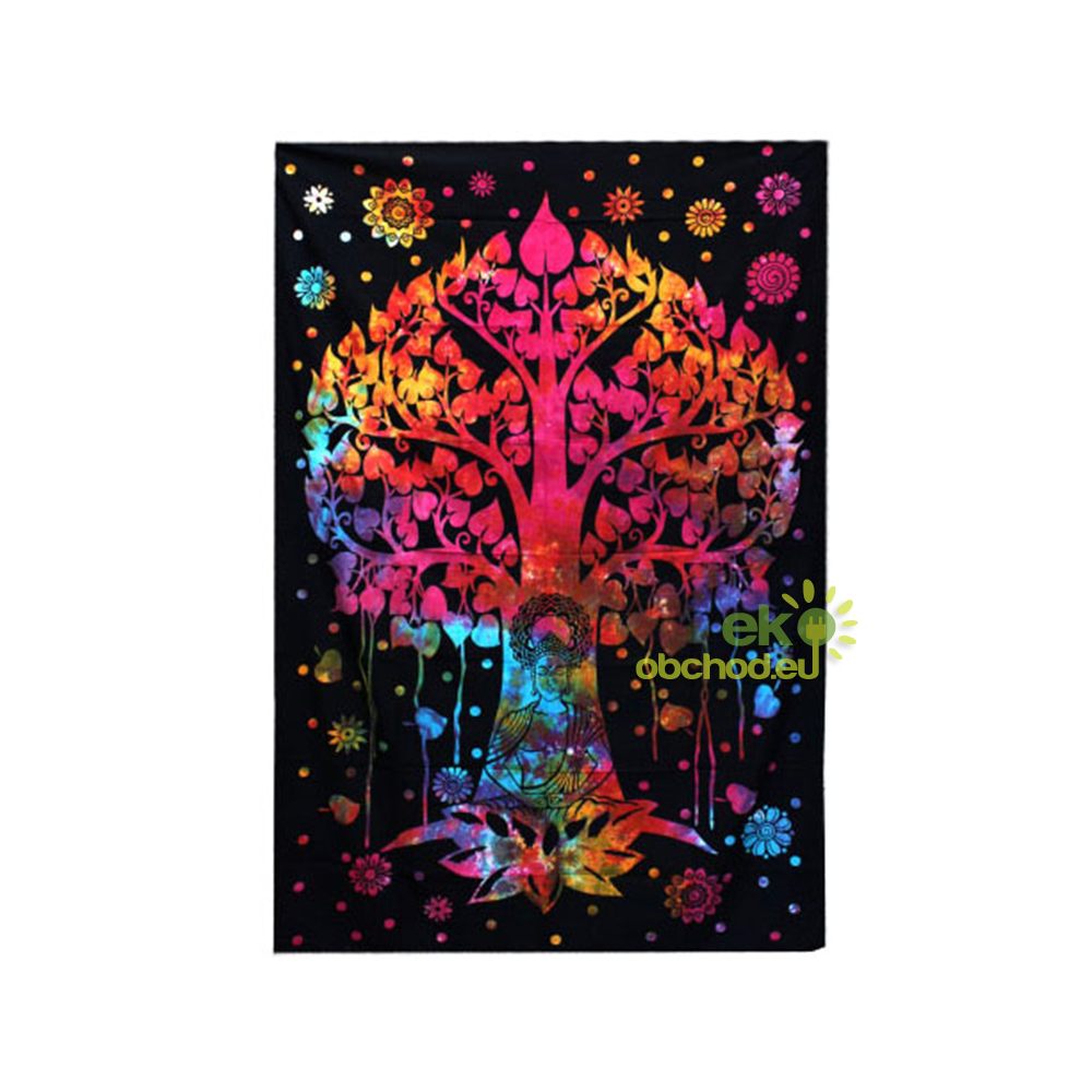 Dvojlôžková bavlnená prikrývka na posteľ - Strom Bodhi