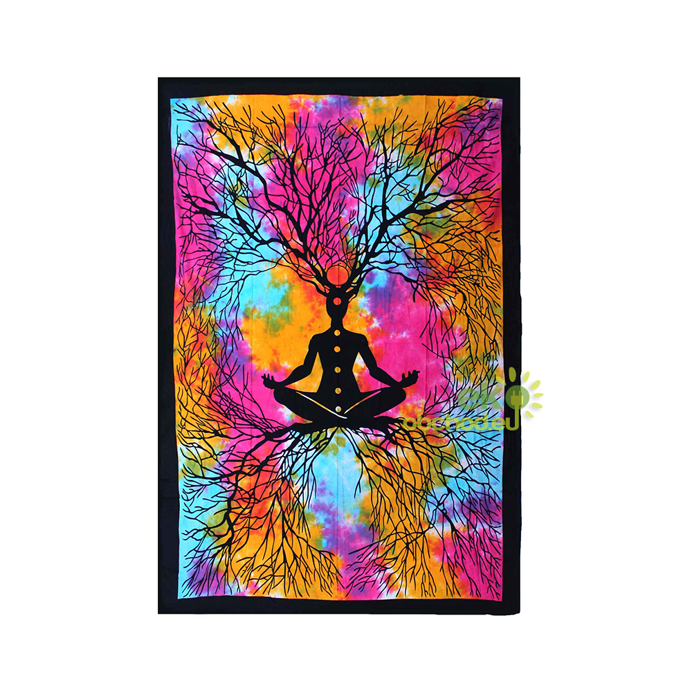 Jednolôžková bavlnená prikrývka na posteľ - Joga strom