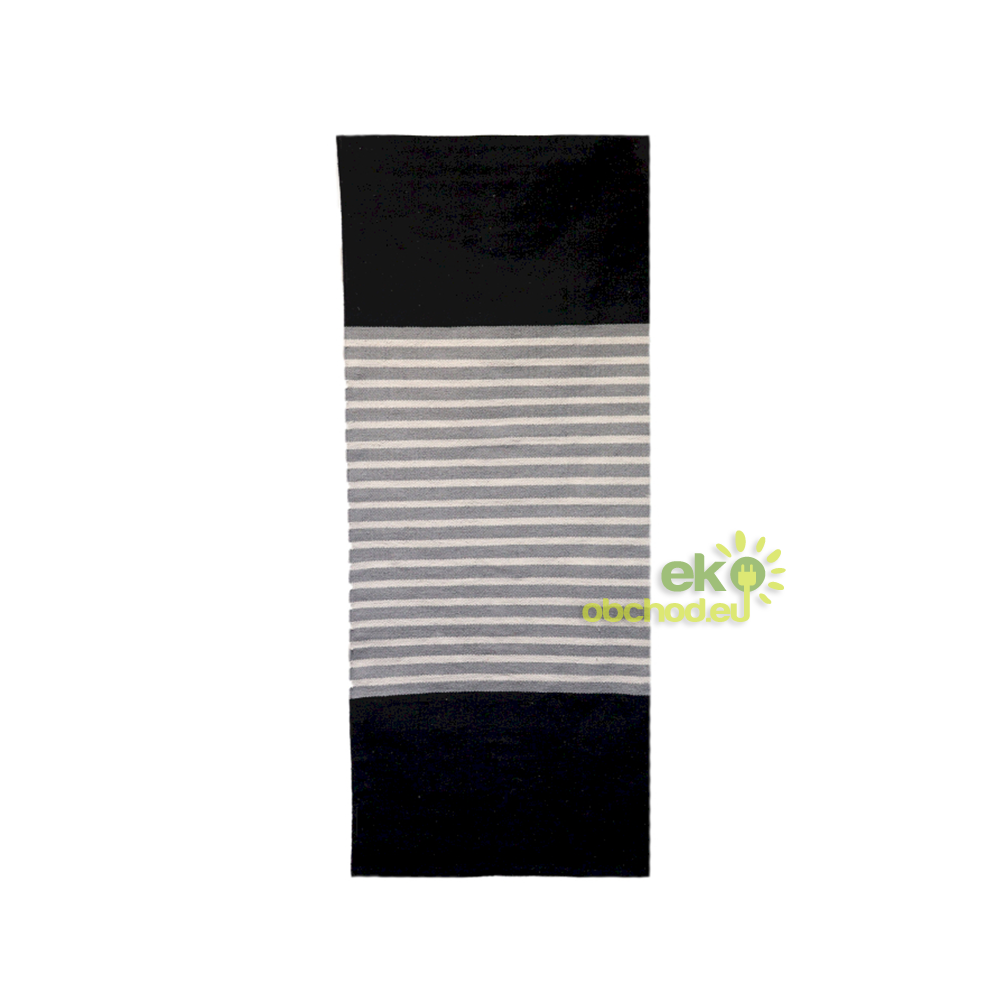 Koberec z Indickej Bavlny, 70 x 170 cm, čierno-šedý
