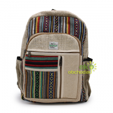 Veľký Konopný batoh so zipsami, pásikavý