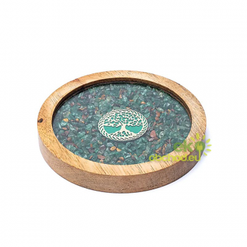 Drevená podtácka Strom života - Aventurín & Tigrie Oko