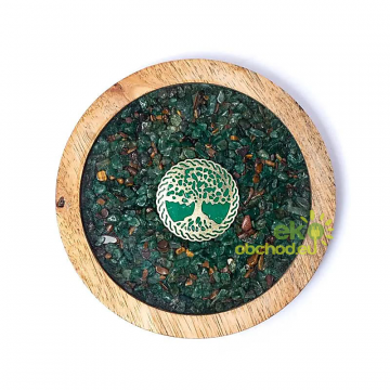 Drevená podtácka Strom života - Aventurín & Tigrie Oko