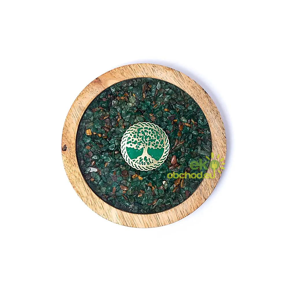 Drevená podtácka Strom života - Aventurín & Tigrie Oko