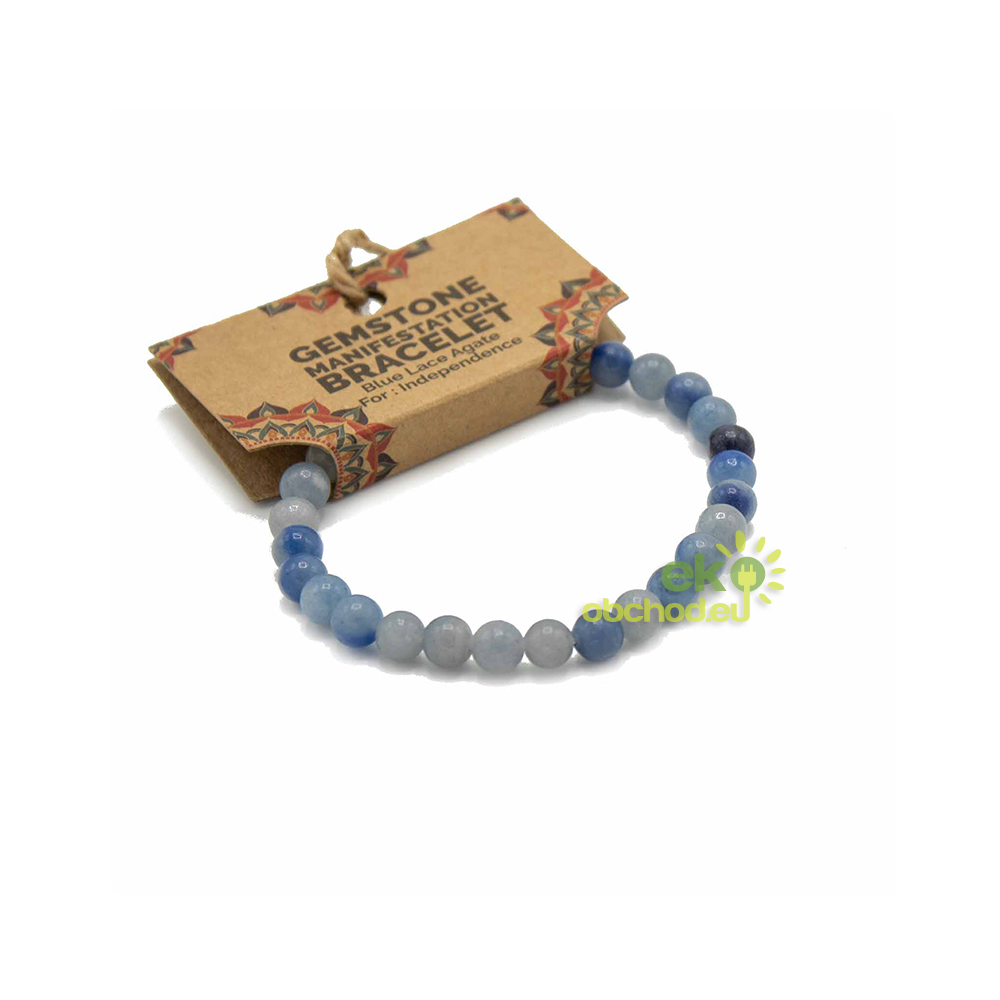 Náramok z modrého čipkového Achátu - Nezávislosť