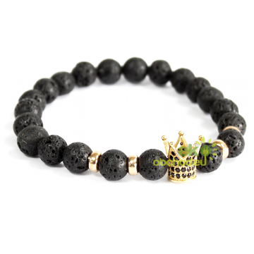 Boho náramok z Lávového kameňa - Zlatá Koruna