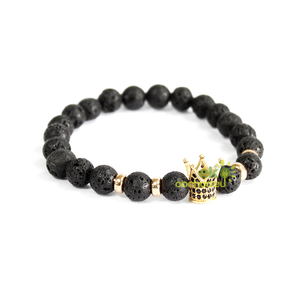 Boho náramok z Lávového kameňa - Zlatá Koruna