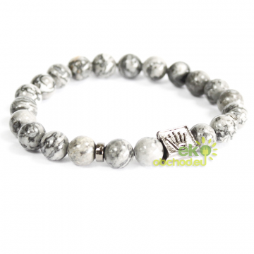 Boho náramok zo šedého Achátu - Koruna