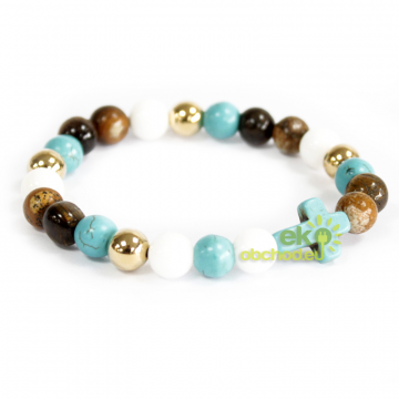 Boho náramok z Tyrkysu a Tigrieho oka - Kríž & Royal korálky