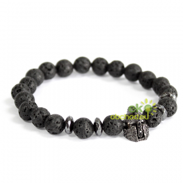 Boho náramok z Lávového kameňa - Kráľovská helma