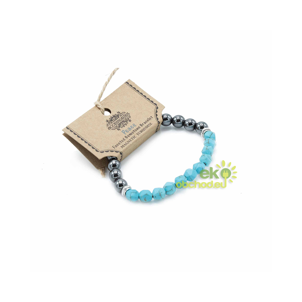 Náramok z Fazetovaných Drahých Kameňov - Tyrkysový Howlit