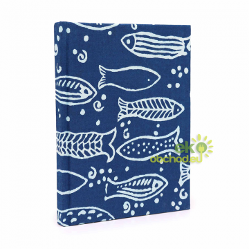 Bavlnený zápisník 20x15cm, 96 strán - Indigová Ryba