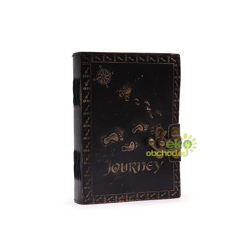 Kožený Zápisník - Obyčajný Papier – Journey – Tmavohnedý