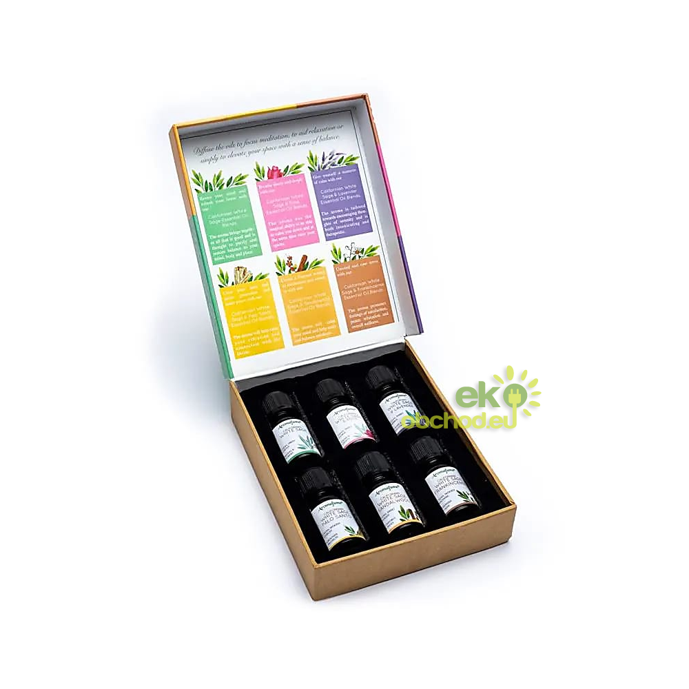 Sada 6 aromatických zmesí esenciálnych olejov z bielej šalvie