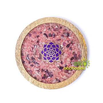 Drevená podtácka Lotus - Ruženín & Ametyst