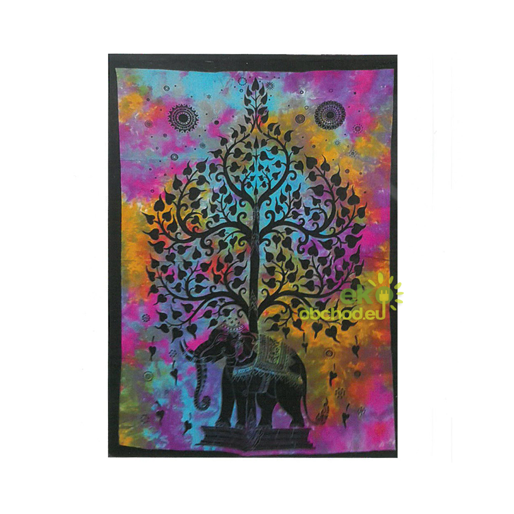 Bavlnený nástenný záves - Strom - Slon