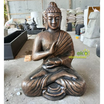 Socha meditujúceho Budhu v stúpe, veľká - starožitná-zlatá - 1,5m vysoká