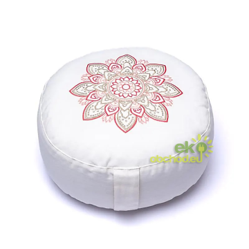 Meditačný vankúš z organickej bavlny - Mandala, biela