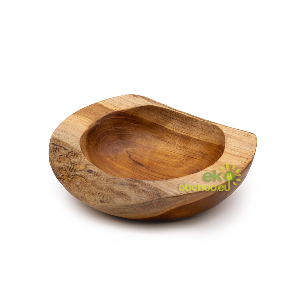 Veľká Miska z Teakového Dreva v Prírodnom Tvare - 25x7cm