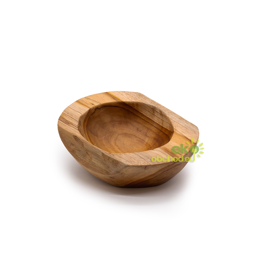 Stredná Miska z Teakového Dreva v Prírodnom Tvare - 20x7cm