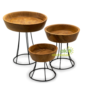 Sada 3 Vyvýšených Teakových Misiek