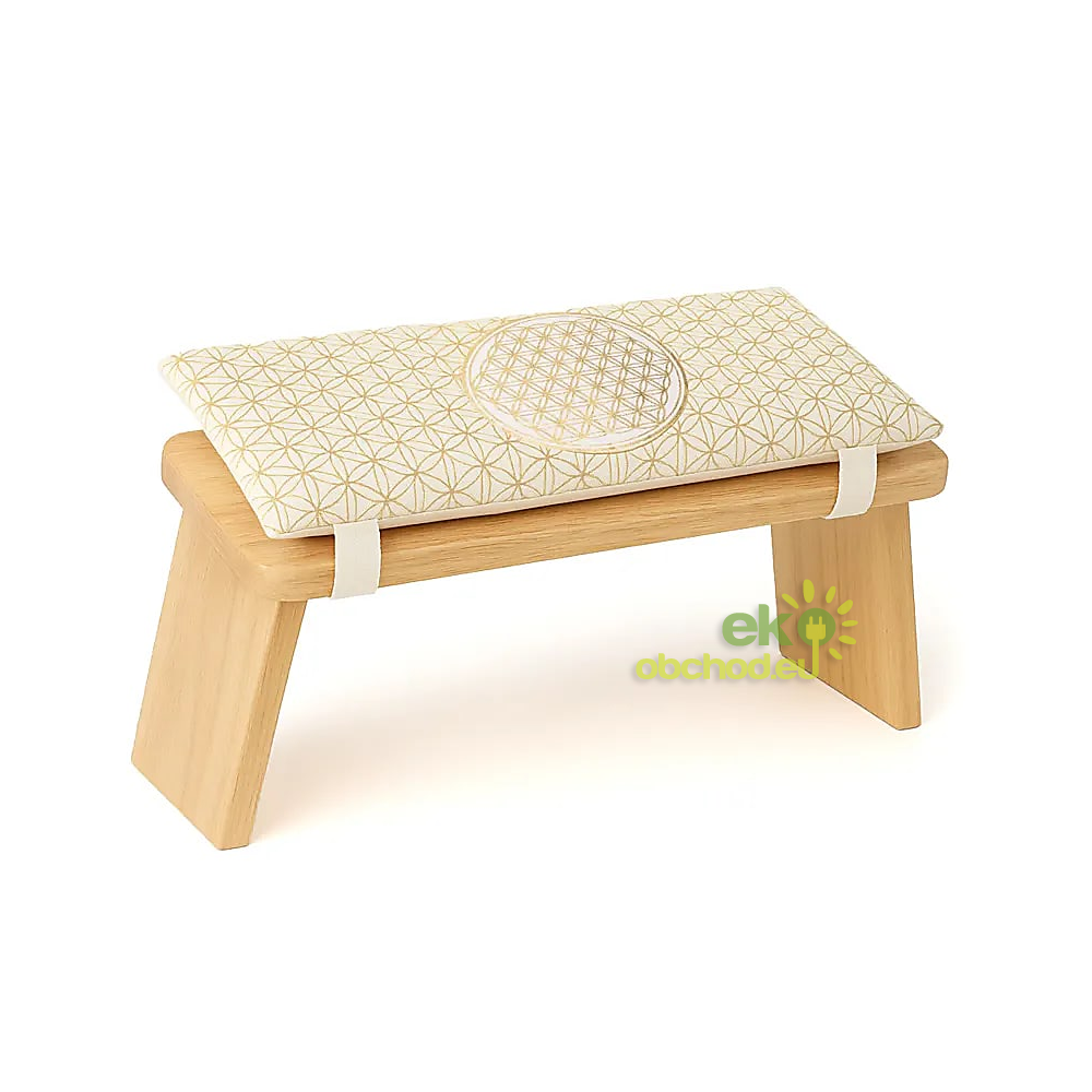 Meditačný vankúš na lavičku - Kvet života - béžový