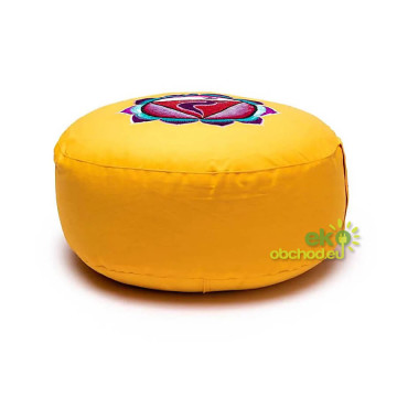 Meditačný vankúš  s vyšívaným symbolom - 3. čakra