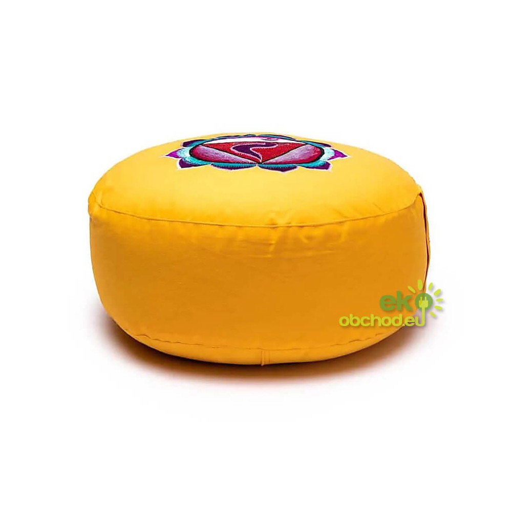 Meditačný vankúš  s vyšívaným symbolom - 3. čakra