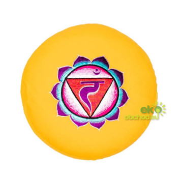 Meditačný vankúš  s vyšívaným symbolom - 3. čakra