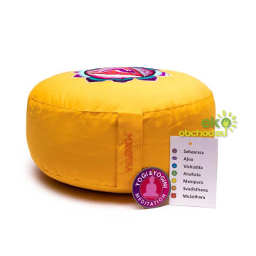 Meditačný vankúš  s vyšívaným symbolom - 3. čakra