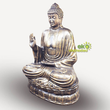 Socha Budhu, učenie na lotosovom kvete, veľká - starožitná-zlatá - 2m vysoká