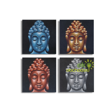 Sada 4 Obrazov Buddhu Pieskový Detail 30x30cm