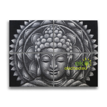 Detail Brokátu Sivý Buddha Mandala Obraz 30x40cm x 4