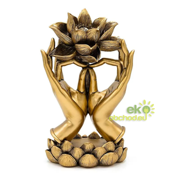 Soška ruky s lotosom, 14,5 cm, živica