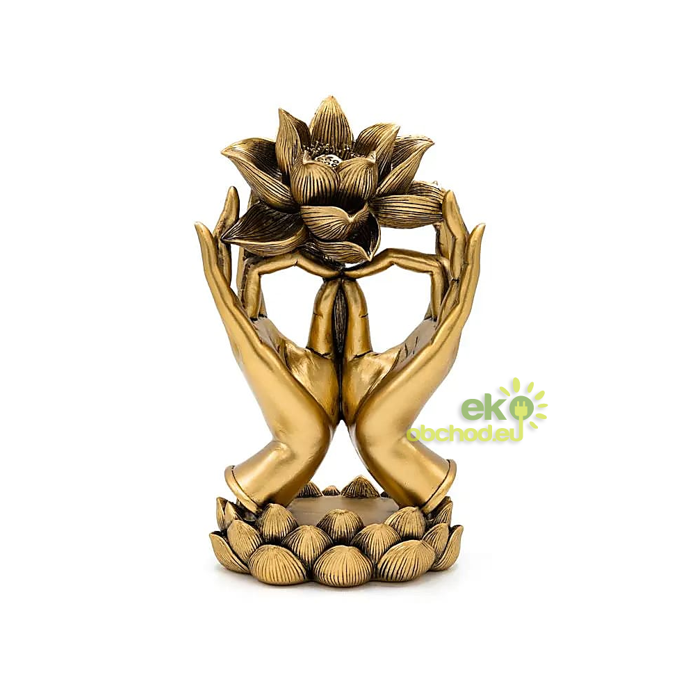 Soška ruky s lotosom, 14,5 cm, živica