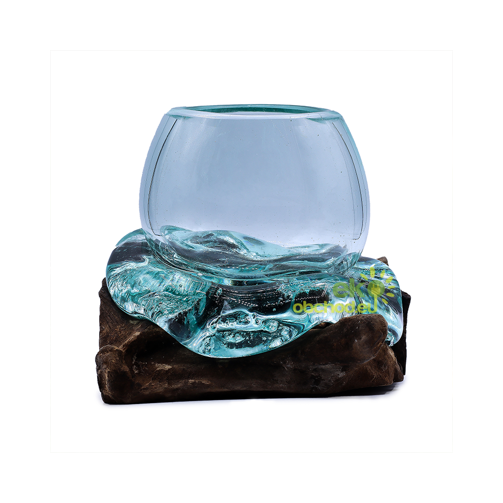 Miska / mini akvárium z Roztaveného Skla na Dreve